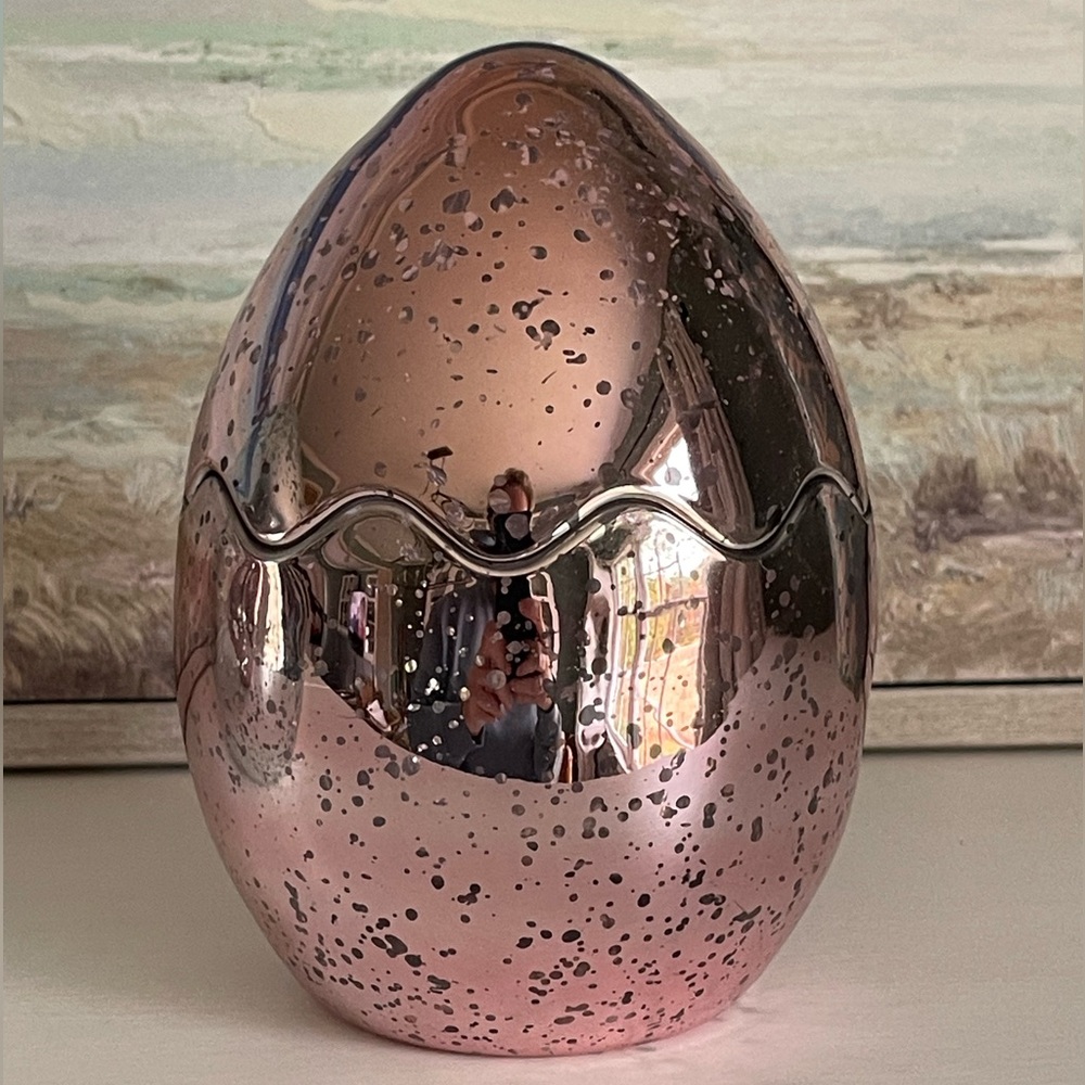 Pink Mercury Glass Egg Candy Dish